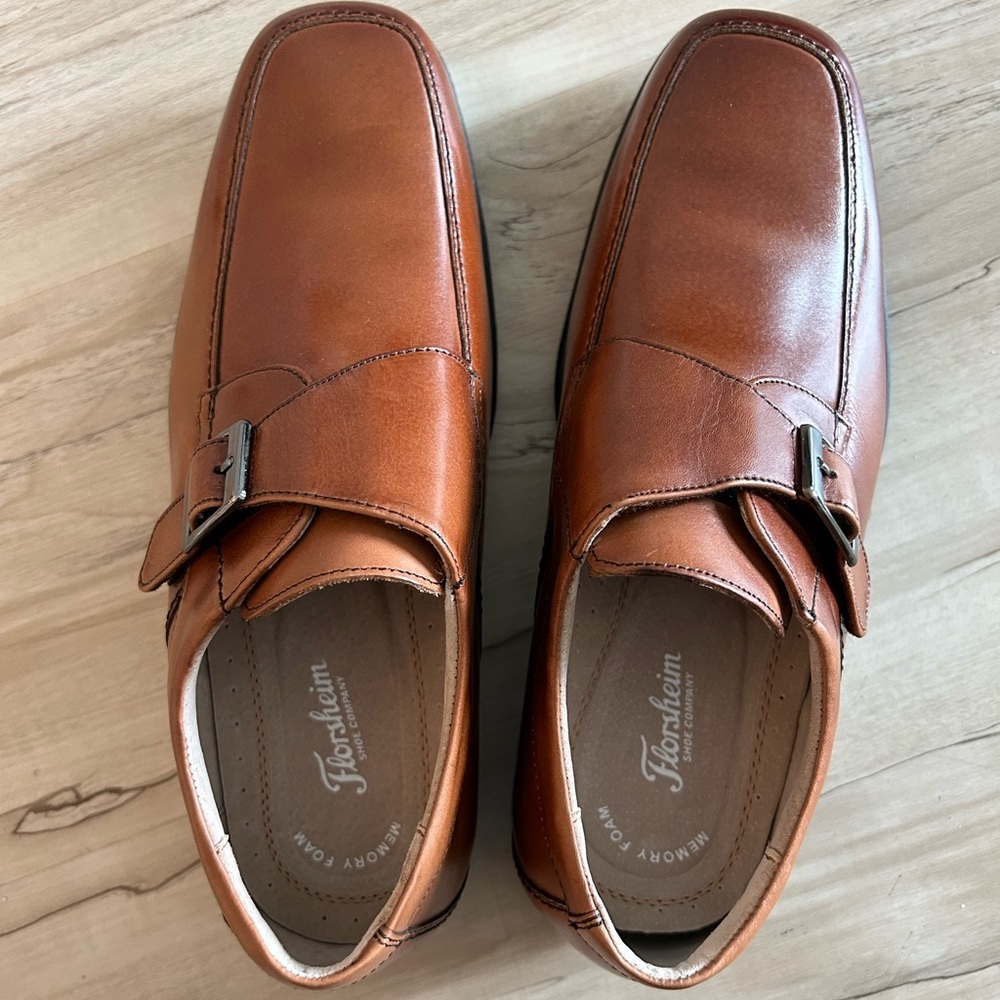 Florsheim Boys' Reveal Monk Jr Strap Cognac Leather Dress Shoes 16541-221 Sz: 7M - Picture 8 of 9